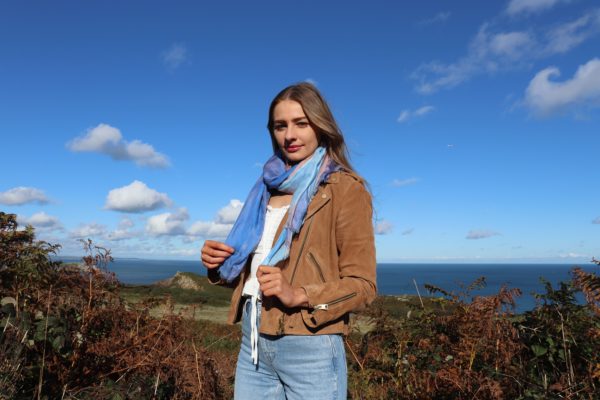 Young woman in Howth wearing a scarf
